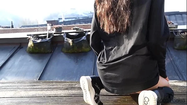 RISKY Fit Amateur Teen in Calvin Underwear fucks on Balcony POV (Almost Caught!)