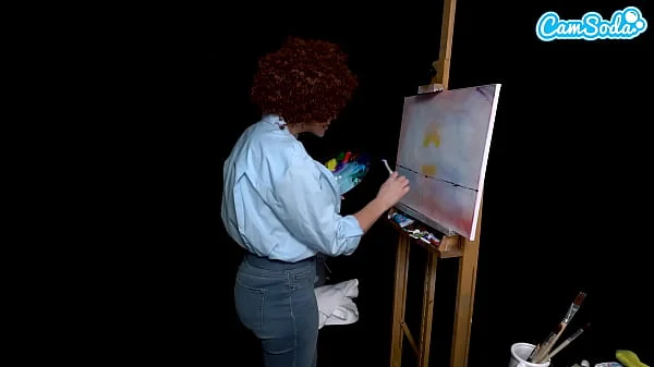 Big Tits MILF Ryan Keely Cosplay As Bob Ross Gets Horny During Painting Tutorial