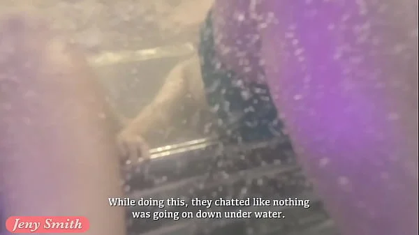 Jeny Smith bottomless in Spa. Naked underwater, nude swimming