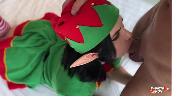 Gift from Christmas Elf - Hot Blowjob and Sex with Cum on Wet Pussy POV