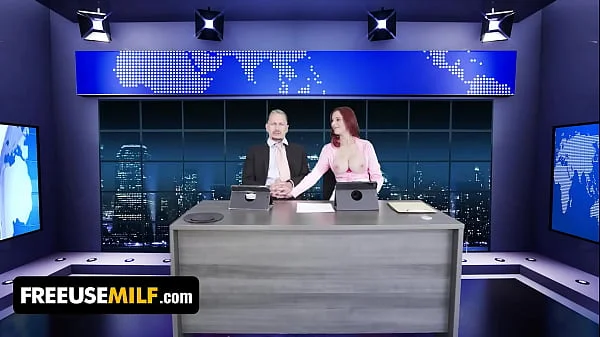 ChannelSkeet Breaking News - Male News Anchor FreeUse Bangs His Redhead Colleague & 18yo Protester