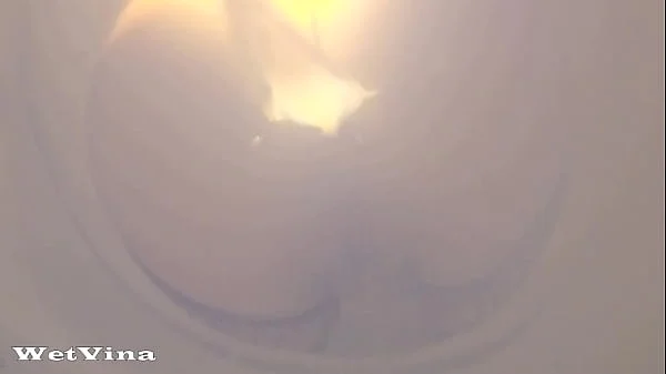 Toilet cam anal milk enema with pissing