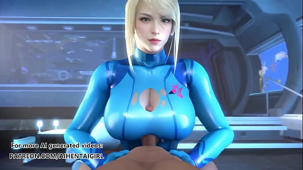 Metroid Samus Aran cosplay Titjob | Uncensored Hentai AI generated