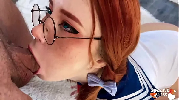 Horny girl in Sailor Moon Cosplay Passionately Deep Sucks Cock to Cum On Face