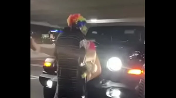 Pink hair whore gets pounded on jeep