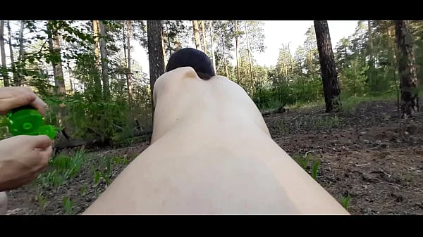 Fisting for beauty teen in public park with orgasms