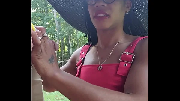 Master pee on my saggy breast in the yard then I pee my panties being a good ebony whore slave