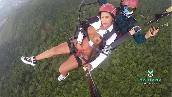 The number one ebony actress from Colombia Mariana Martix goes paragliding masturbating naked