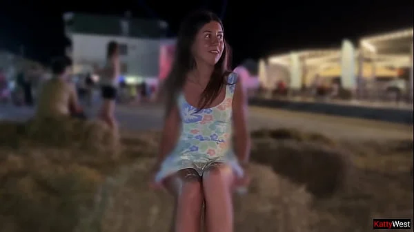 Shameless girl took off her panties in public